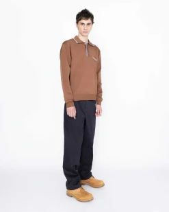 Langaermet Strik Polo Brun