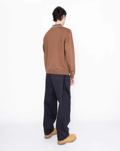 Langaermet Strik Polo Brun