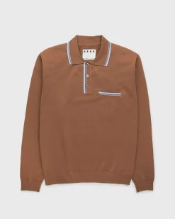 Langaermet Strik Polo Brun