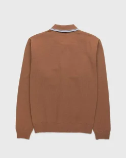 Langaermet Strik Polo Brun