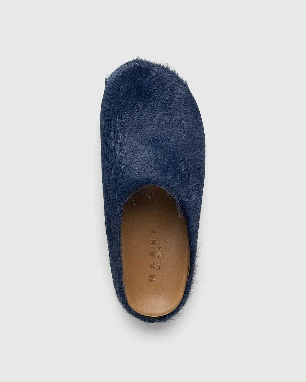 Langt Har Kalveskind Mule Sabot Blue