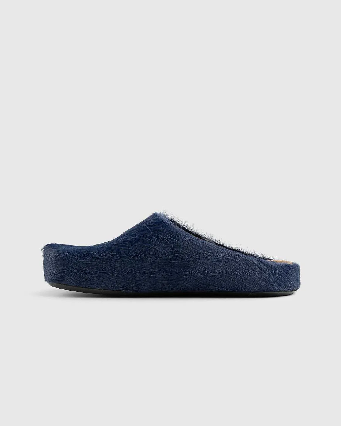 Langt Har Kalveskind Mule Sabot Blue