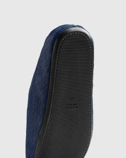 Langt Har Kalveskind Mule Sabot Blue