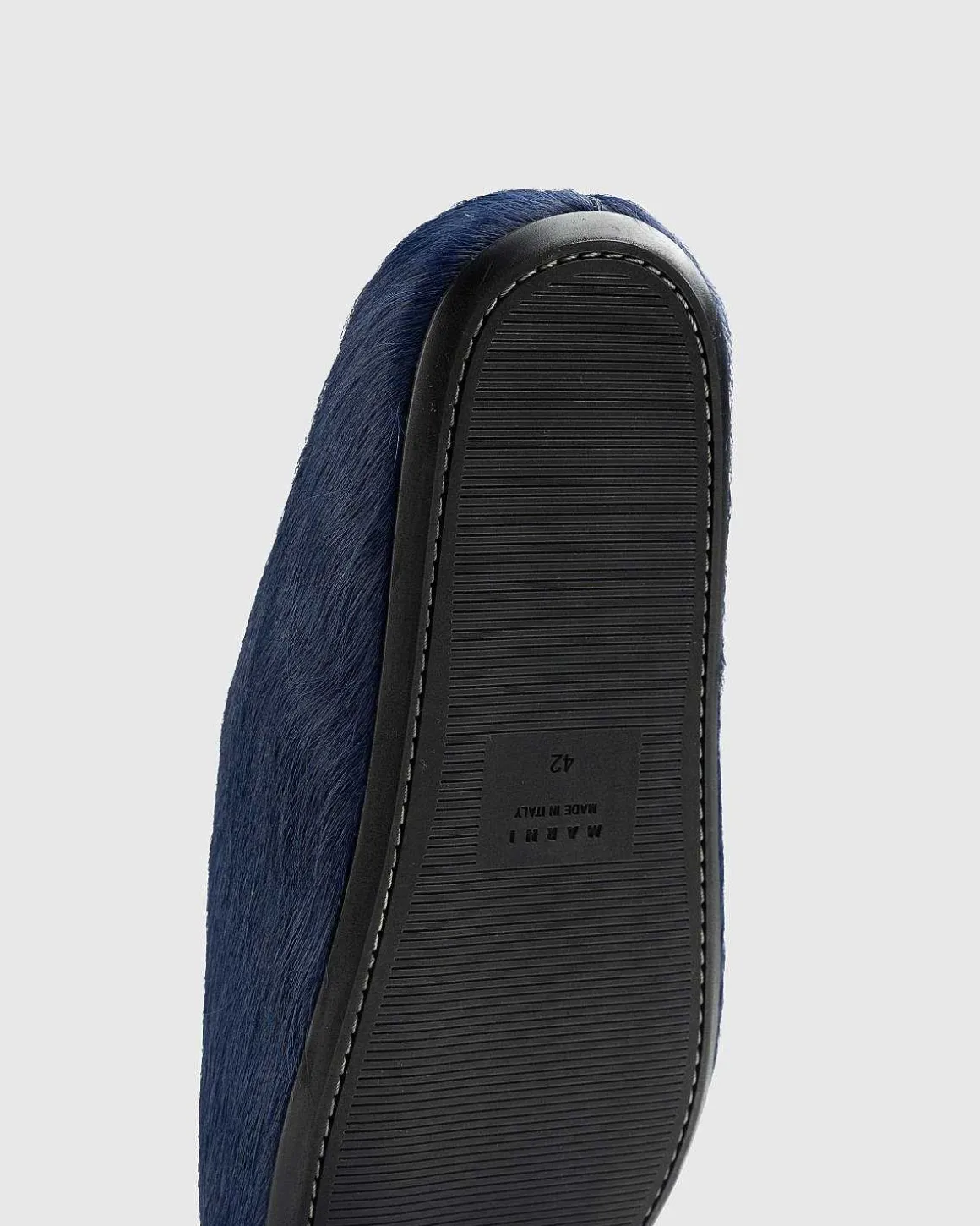 Langt Har Kalveskind Mule Sabot Blue