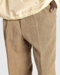 Linned Silke Tweed Slacks Brun