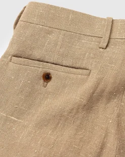 Linned Silke Tweed Slacks Brun