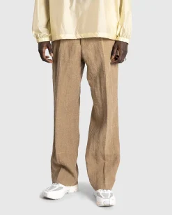 Linned Silke Tweed Slacks Brun