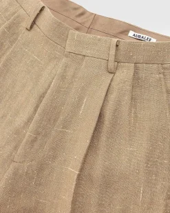 Linned Silke Tweed Slacks Brun