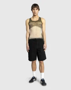 Mesh Tank Top Printet Cartouche Gron/Ecru/Sort/Orange