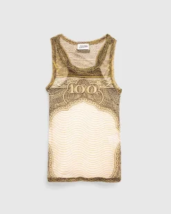 Mesh Tank Top Printet Cartouche Gron/Ecru/Sort/Orange
