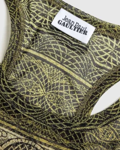 Mesh Tank Top Printet Cartouche Gron/Ecru/Sort/Orange
