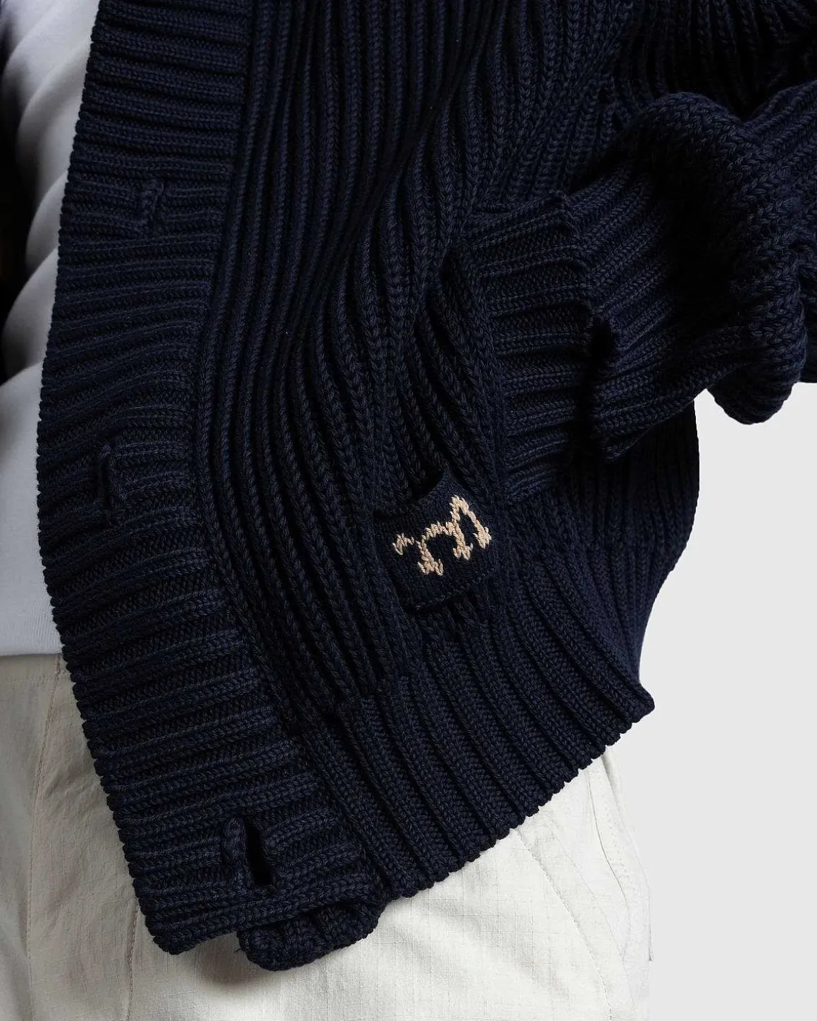 Michel Overdreven Rib Okologisk Bomuld Haette Cardigan Midnight Blue