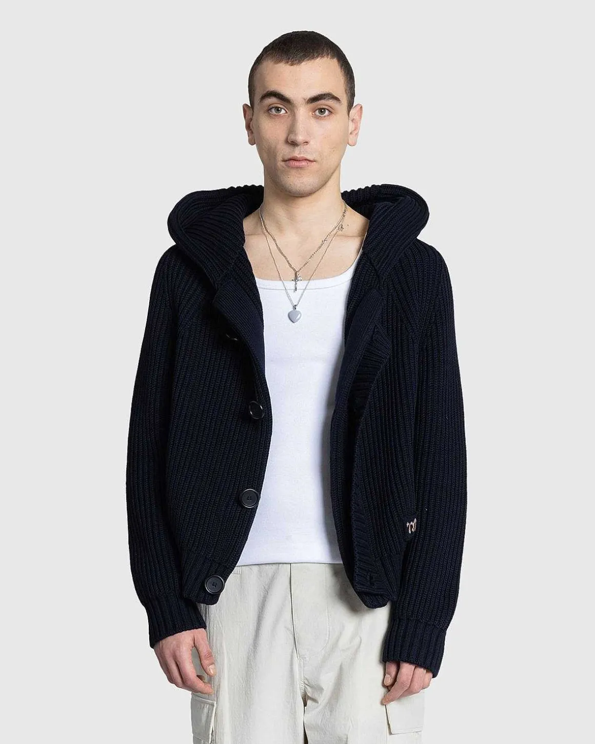 Michel Overdreven Rib Okologisk Bomuld Haette Cardigan Midnight Blue