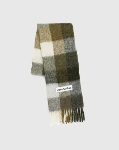 Mohair Ternet Torklaede Taupe/Gron/Sort