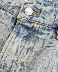 Monogram Denim Shorts Bla/Beige