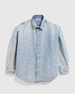 Monogram Denim Skjorte Bla/Beige