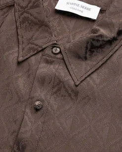 Moon Diamant Satin Jacquard Bluse Brun