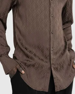 Moon Diamant Satin Jacquard Bluse Brun