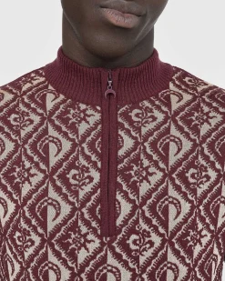 Moon Diamant Strik Jacquard Aermelos Pullover Rod