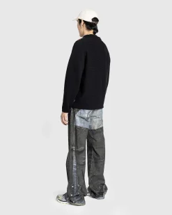Multi Stripe Zip Polo Sort/Stribet
