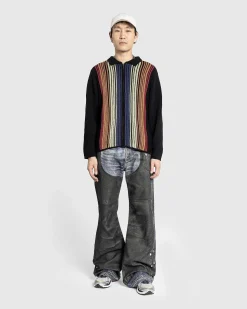 Multi Stripe Zip Polo Sort/Stribet