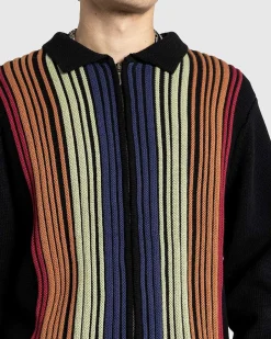 Multi Stripe Zip Polo Sort/Stribet
