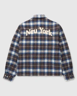 Neu York Shaggy Wool Plaid Zip Shirt Brun