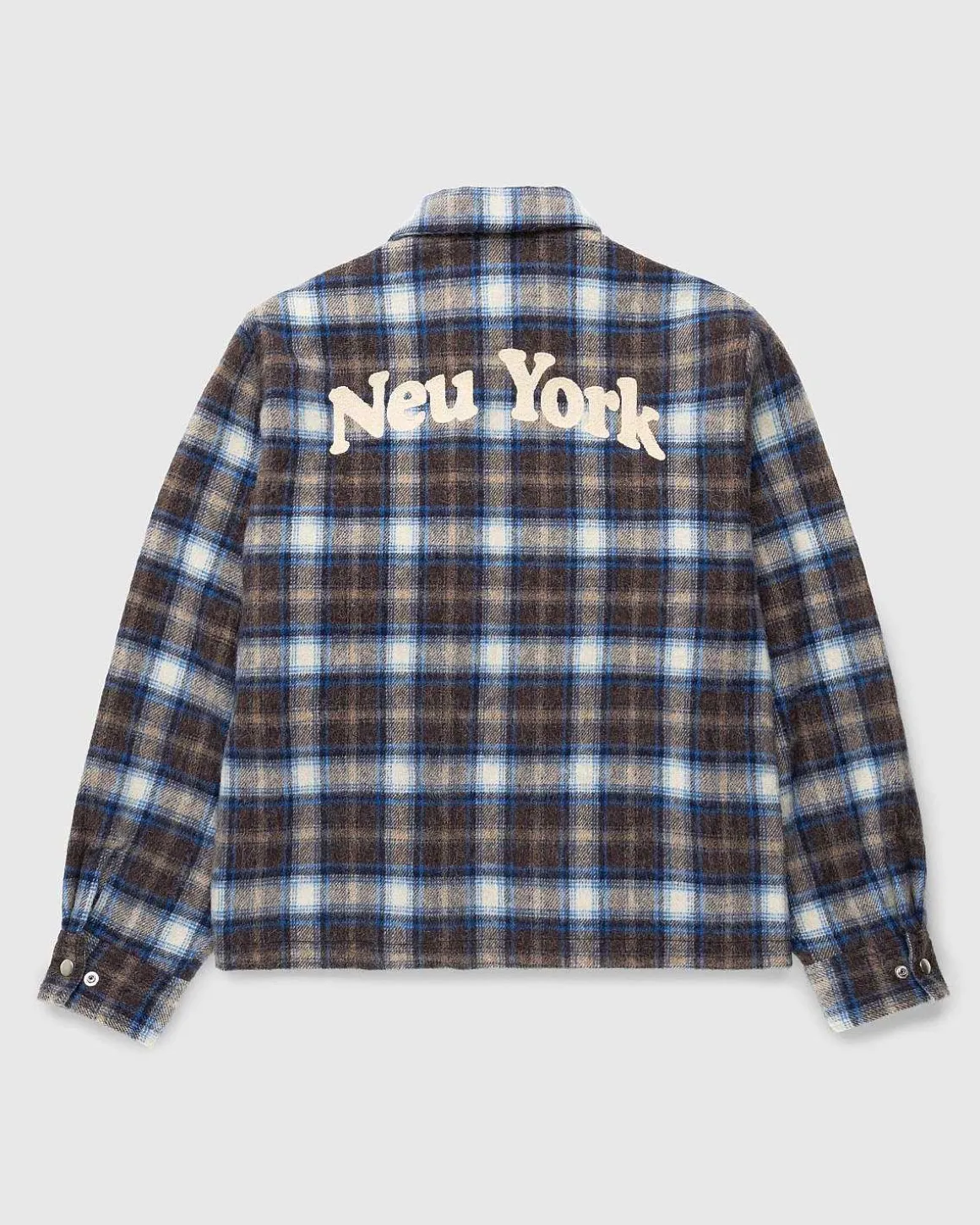 Neu York Shaggy Wool Plaid Zip Shirt Brun