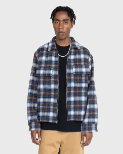 Neu York Shaggy Wool Plaid Zip Shirt Brun