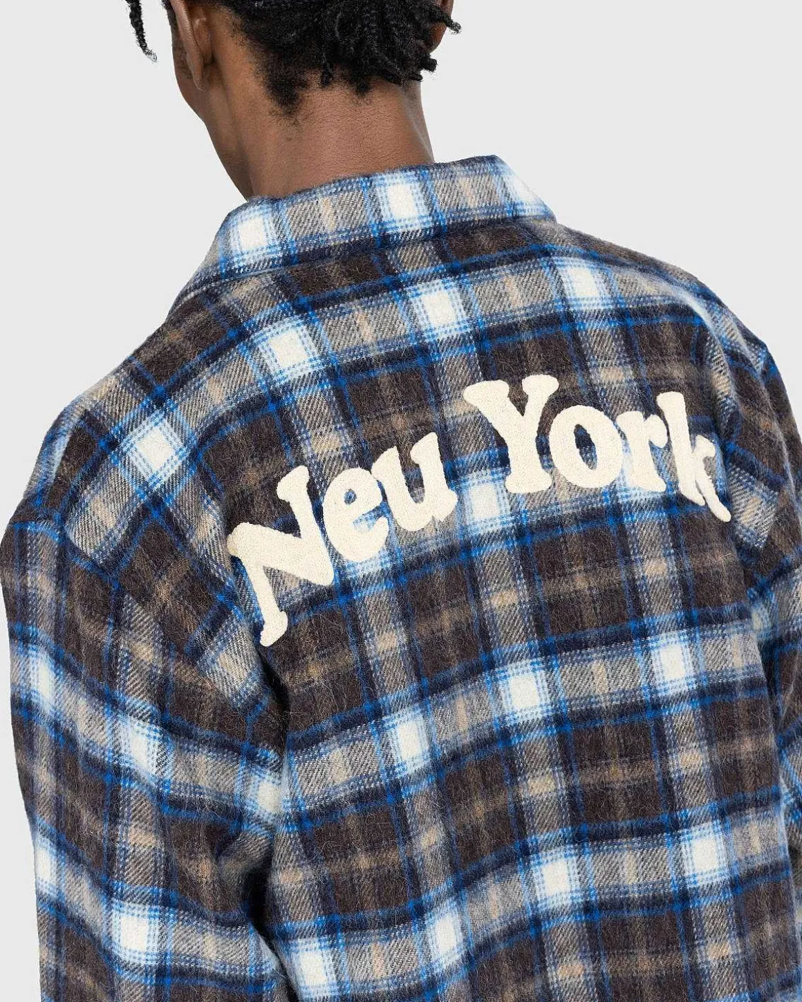 Neu York Shaggy Wool Plaid Zip Shirt Brun