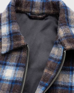 Neu York Shaggy Wool Plaid Zip Shirt Brun
