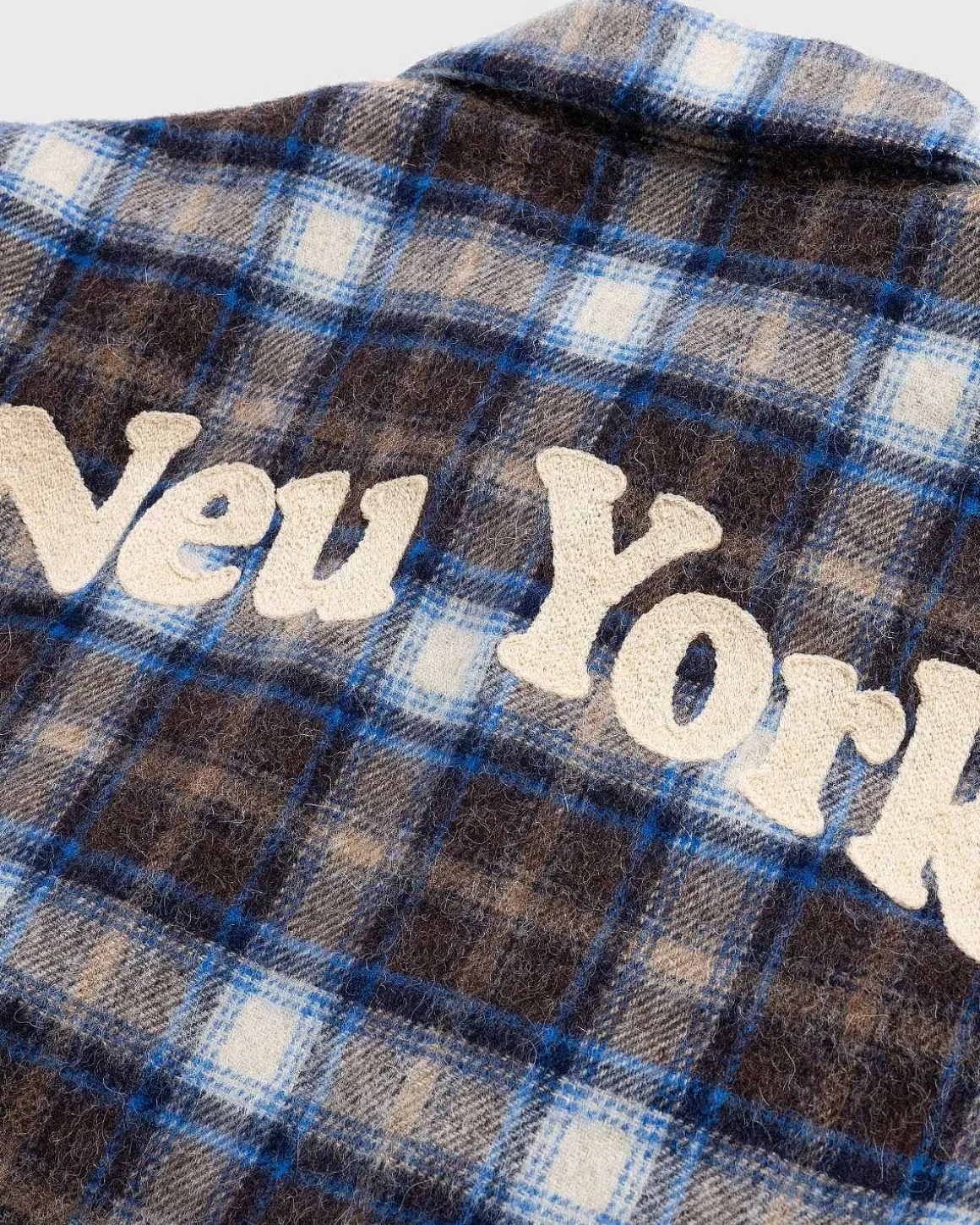 Neu York Shaggy Wool Plaid Zip Shirt Brun