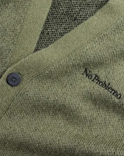 No Problemo Borstet Mohair Cardigan Sort/Oliven