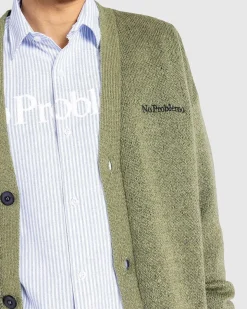 No Problemo Borstet Mohair Cardigan Sort/Oliven