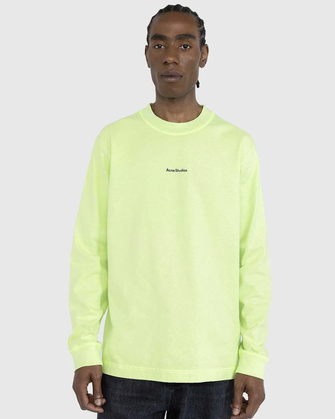 Okologisk Bomuld Logo Langaermet T-Shirt Fluo Gron
