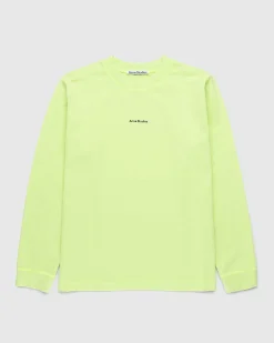 Okologisk Bomuld Logo Langaermet T-Shirt Fluo Gron