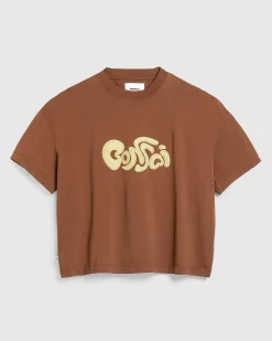 Oversize Broderet T-Shirt Glaseret Ingefaer