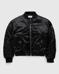 Oversized Satin Bomberjakke Sort/Gra