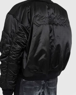 Oversized Satin Bomberjakke Sort/Gra