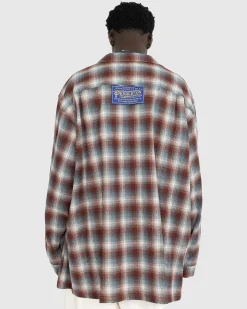 Oversized Ternet Uld Button-Down Skjorte Multi
