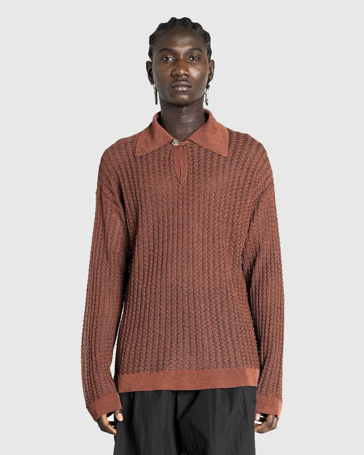 Oversize Strik Polo Glaseret Ingefaer