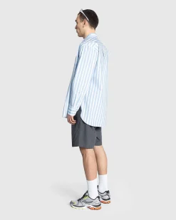 Pablo Overdreven Uforet Okologisk Bomuld Poplin Skjorte Lysebla Stripe