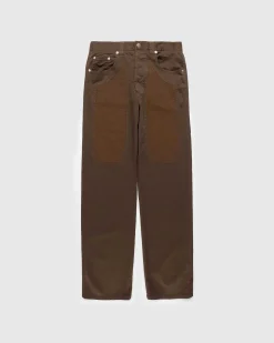 Panelede Jeans Med Lige Ben, Brun