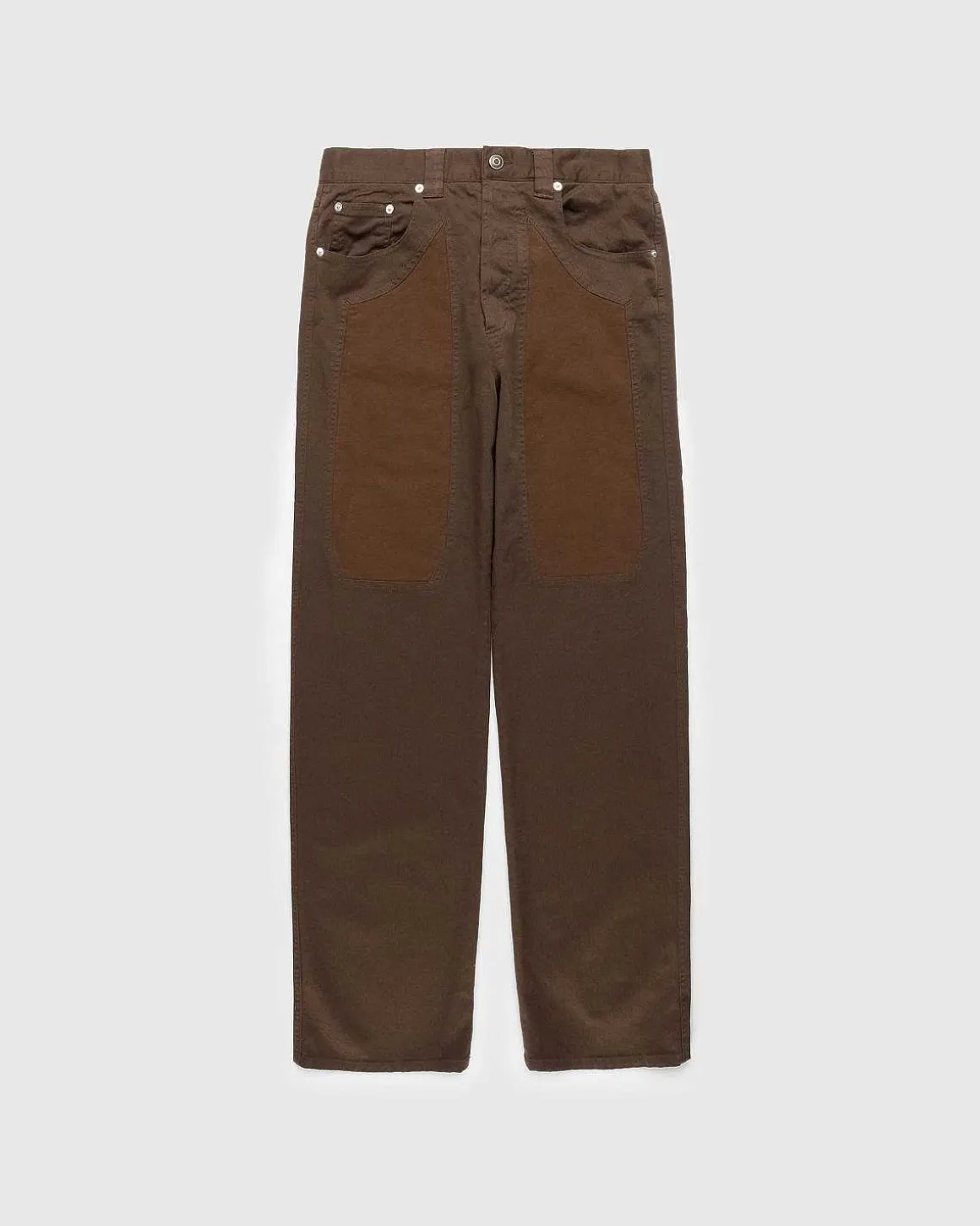 Panelede Jeans Med Lige Ben, Brun