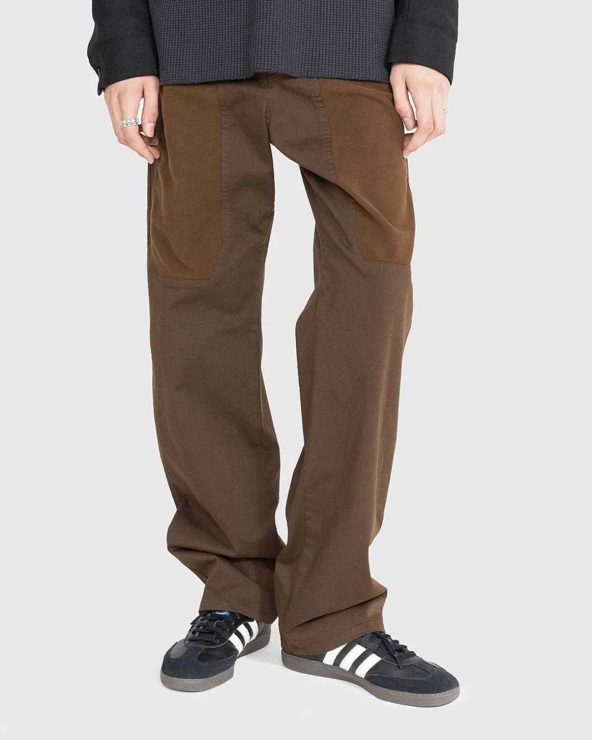 Panelede Jeans Med Lige Ben, Brun