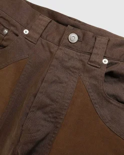 Panelede Jeans Med Lige Ben, Brun
