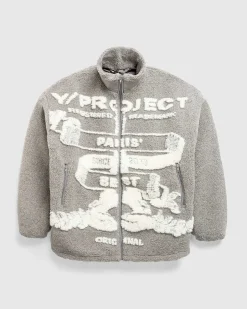 Paris' Bedste Jacquard Fleecejakke Gra/Hvid