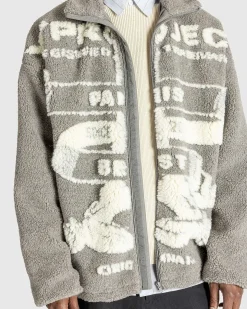 Paris' Bedste Jacquard Fleecejakke Gra/Hvid