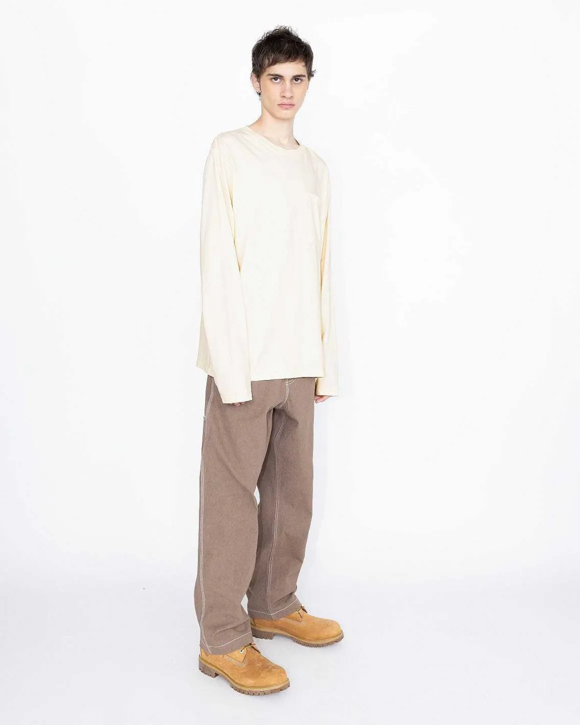 Pigmentfarvet Boxy Langaermet Jersey Natural