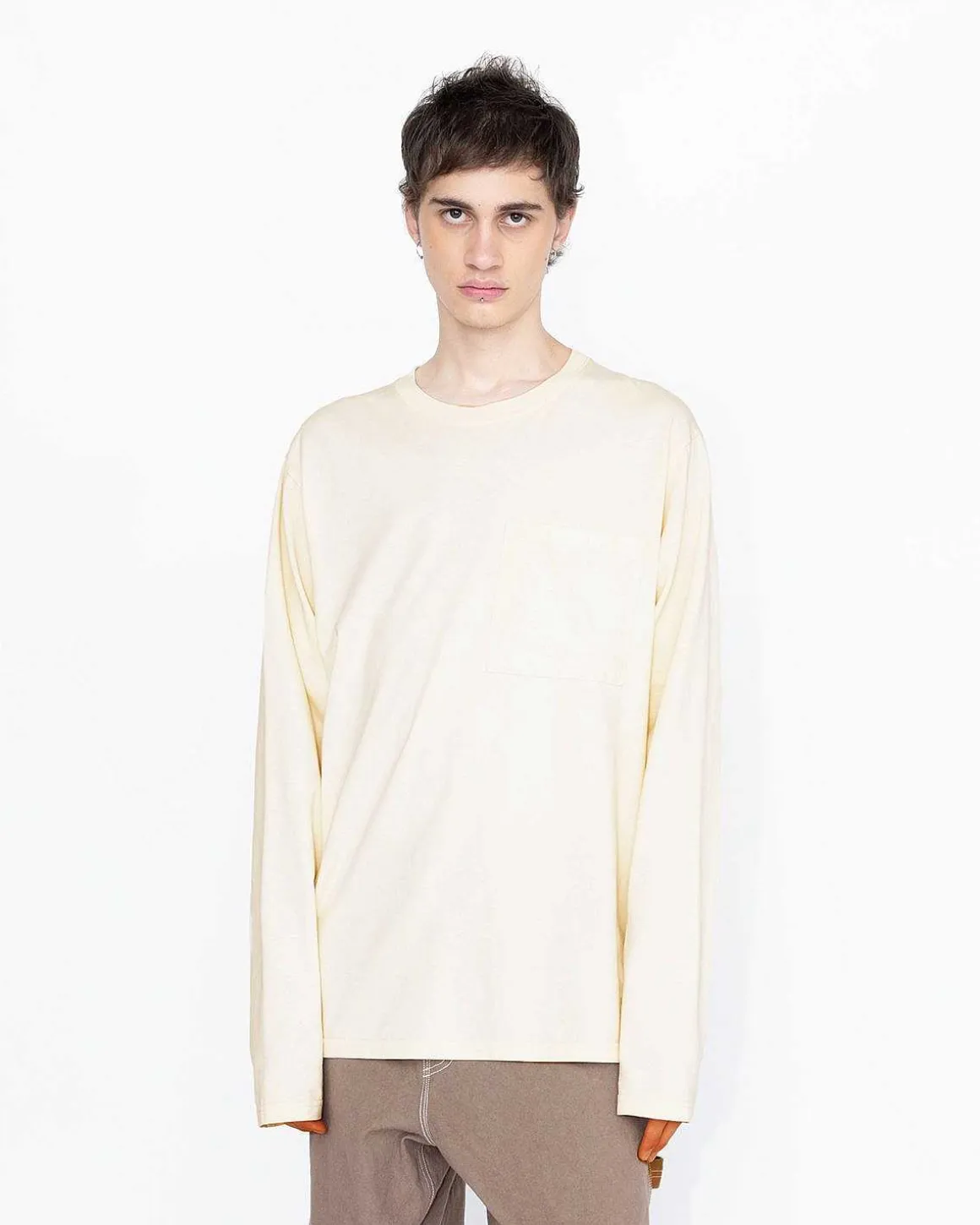 Pigmentfarvet Boxy Langaermet Jersey Natural